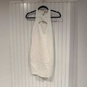 Alice + Olivia Cream Halter Sheath Dress